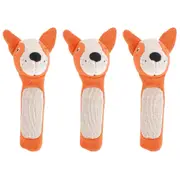 3PK Annabel Trends Knit Hand Rattle Baby Sensory/Squeak Animal Toy 18.5cm Dingo