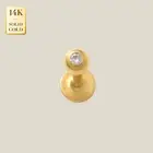 14K REAL Solid Gold Round CZ Daith Stud Helix Cartilage Ear body Piercing 16G
