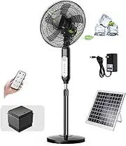 Solar Rechargeable Floor Standing Fan With Solar Panel, Two Charging Methods, 3 Speeds, Oscillating Pedestal Fan, For Shop,Factory,Garage,Workshops,Commercial,Basement,Patio(B1 5200mAh)