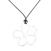 Handmade Silver Hollow Flower Pendant Necklace Black Wax Cord Choker Clavicle