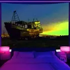 Large Wall Art Blacklight Poster UV Reactive Tapestry Wall Hanging Ship