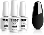 Vishine Base Top Coats Set - Matt Top Coat High Gloss No Wipe Top Coat and Base Coat 3Pcs, Soak Off UV LED Gel Nail Polish Shine Finish Long Lasting DIY Ho