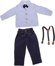[TEMPNAP] Boys Overalls Suit Long Sleeve Shirt Tie Western Baby Boy Outfit Comfortable Stylish Toddler Clothing Kids Dress