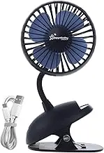 Dreambaby Deluxe Clip-On Stroller Fan - with Protective Cover & Flexible Neck - Suitable for Strollers, Playpen, Cribs, Table, & Desk (USB - Fan, Navy)