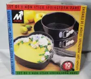Metro Set of 3 SpringForm Pans Non Stick Round Heart Shaped Baking Pans New