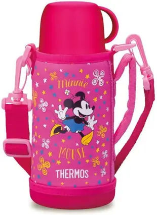 日本【THERMOS】2WAY水壺 保溫壺 保冷壺 兒童用 600ml 粉色米奇