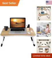 Portable Bed Desk with Cup Holder and Tablet Slot - Lightweight and Sturdy