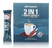 BMS Organics - 2 in 1 White Coffee (Lactose Free) Arabica Coffee 10 Sticks
