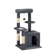 Petzly Cat Tree Tower Scratching Post Scratcher Condo 85cm Beige/Dark Grey/Grey
