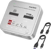 MAIWO Type-C M.2 NVMe/SATA/SD Express 7.0 Card Dual Bay External Docking Station with Offline Clone Each Other and Online Read & Write Support Connect to Phone/PS4/TV/PC/laptop/Router