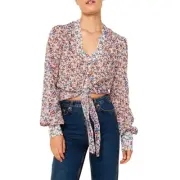THE EAST ORDER- Sophie Long Sleeve Peach Oasis Top- NWT- S/8- RRP $129