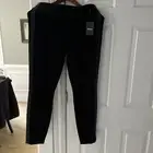 DKNY Side Zip Pants In Black With Vegan Leather Side Stripes Size Medium NWT