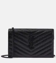 [Saint Laurent] Saint Laurent Cassandre matelassé envelope leather wallet on chain One Size black