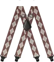 [NICENEEDED] Suspender Mens Braces for Trousers with Clips, X Shape Heavy Duty Suspenders, Punk Clubwear Costume Adjustable Elastic for Overalls Jeans Work Pants