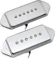 Artec ASA92 ASA93 Alnico 5 Dog Ear P90 Single Coil Pickup Front Rear Pickups Set 7.5K for ES330 Casino Style Electric Guitar, Chrome