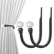 Curtain Holdbacks Black 2pcs, Curtain Tiebacks Wall Mounted Curtain Hooks