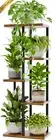 5-Tier Metal Plant Stand Indoor Corner Shelf for Multiple Plants Brown