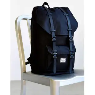 【Herschel】Little America 大型 黑色 橡膠帶 磁扣 筆電夾層 旅行 大容量 帆布 背包 後背包