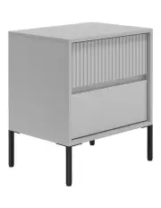 [Sarantino] Hans Fluted 2 Drawer Bedside Table in Grey
