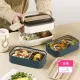【Dagebeno荷生活】304不鏽鋼掀蓋式保溫餐盒 便攜提把設計附餐具便當盒(單層款2入)