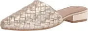 Sam Edelman Page Molten Gold Slip On Pointed Toe Block Heel Woven Fashion Mules