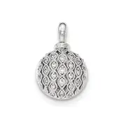 14K White GoldReal Diamond Openwork Round Pendant