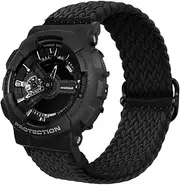 [Abanen] Stretchy Solo Loop Watch Bands for Casio gshock DW-5600/8900, Soft Elastic Adjustable Braided Wristband Strap with Adjustable Buckle for Casio GA-100/GW-B5600/GB-5600 /GW-6900