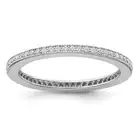 Platinum Sterling Silver White Sapphire Pave Set 2mm Wide Eternity Band Ring Sz6