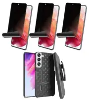 for SAMSUNG GALAXY S22 BELT CLIP CASE AND 3 PACK PRIVACY SCREEN PROTECTOR SWIVEL