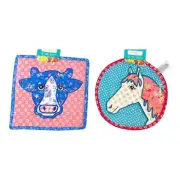 Pioneer Woman Trivet Set Cow Horse Quilted Patchwork Round Square 10" New