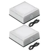 LED Light Base Flat Display Stand, 2 Pcs Light Base for Party, Silver