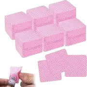 600 PCS Lint-Free Nail Wipes, Soft & Super Absorbent Cellulose Pads for Gel Nails Removal, Fingernail Polish and Eyelash Extensions (Pink)