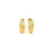 9ct Gold Triple Polish & Diamond-cut Square Tube Curve Drop Stud Earrings
