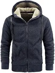 [SWEPER] Men'S Fleece Jacket - Long Sleeve Fleece Lining Hooded Jacket Coat Mens Fashion Zip-Up Sweatshirts Men Fall Winter Warm Clothing Men'S Outdoor Jacket,Gray,4Xl