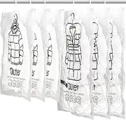 [KQIVEN] 6Pack Hanging Vacuum Storage Bag Reusable Space Saver Compressed Bag with Hangers, Vacuum Sealer Bags, Closet Organizer, Sealed Storage, Space Bag