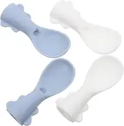TOPPERFUN 4pcs Silicone Food Pouch Squeeze Spoons Set Safe Engaging Feeding Supplies Adorable Attachments for Newborns Fun Safe Silicone Design