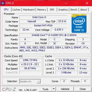 Intel I3 4100M GPU HD4600 SOCKET G3 / RPGA 946 gen haswell 2