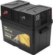 Portable Battery Box with Handle, Marine Battery Box with USB Charger/12V Accessory Port/Amplifiers/60 Amps Circuit Breakers/Voltage Meter Display Screen/Led Light