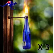 3x Tiki Torch Bottle Bracket Kit Garden Lighting Outdoor Oil Lantern Flame Torch
