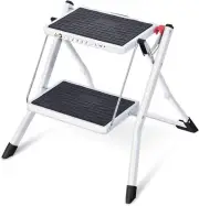2 Step Ladder with Wide Anti-Slip Pedal, Folding Lightweight Step Stool,