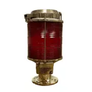 Post Mounted Red Fresnel lens Brass Light