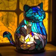 Flat Metal Tabletop Decoration And Home Decoration Animals Table Lamp Series Cat 15cm