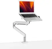 Alberenz® Laptop Holder with Gas Spring, Adjustable Laptop Holder for 17 inch laptops, Notebook Shelf in Ergonomic Design, Height Adjustable and tiltable, Colour: Silver