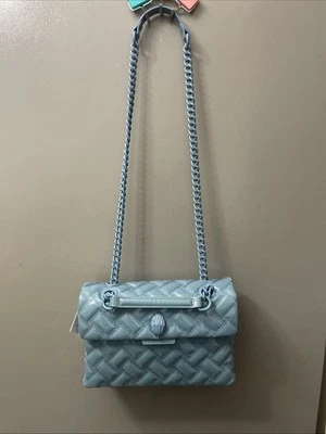 NWT Kurt Geiger Kensington Drench Patent Leather Petrol Blue Crossbody