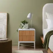 Nyla Bedside Table - White/Natural