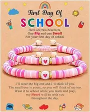 [WATEFOER] Pack of 2 Bracelets Girls Gifts for School, Bracelet School Child Mum Bracelets School Gift Card First Day of School