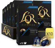 L'OR Espresso Coffee Ristretto Decaffeinato - Intensity 9 - 100 Aluminium Capsules Compatible with Nespresso Machines (10x10 Pods Pack)