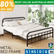 Artiss Bed Frame Metal Double Queen King Single Mattress Bed Base Platform Black