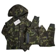 Nike Tech Fleece Big Kids Sz XS/6-7 Full Zip Hoodie & Joggers Set Camo Tracksuit