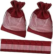 Zerodeko 10pcs Burlap Drawstring Bags with Sheer Window Rustic Party Favor Pouches for Jewelry Candy and for Weddings and Special Occasions
